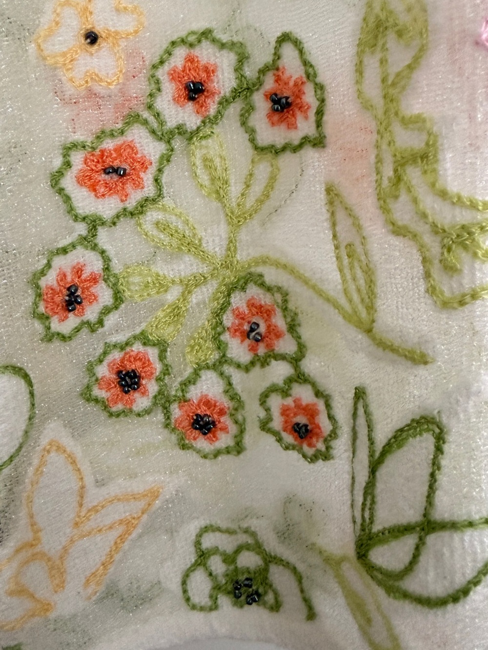 Sigrid Olsen White Floral Embroidered Button-Front Top - Picture 6 of 7